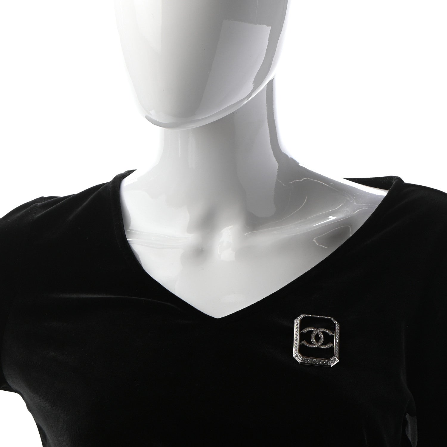Chanel Crystal CC Brooch Silver 2 of 5