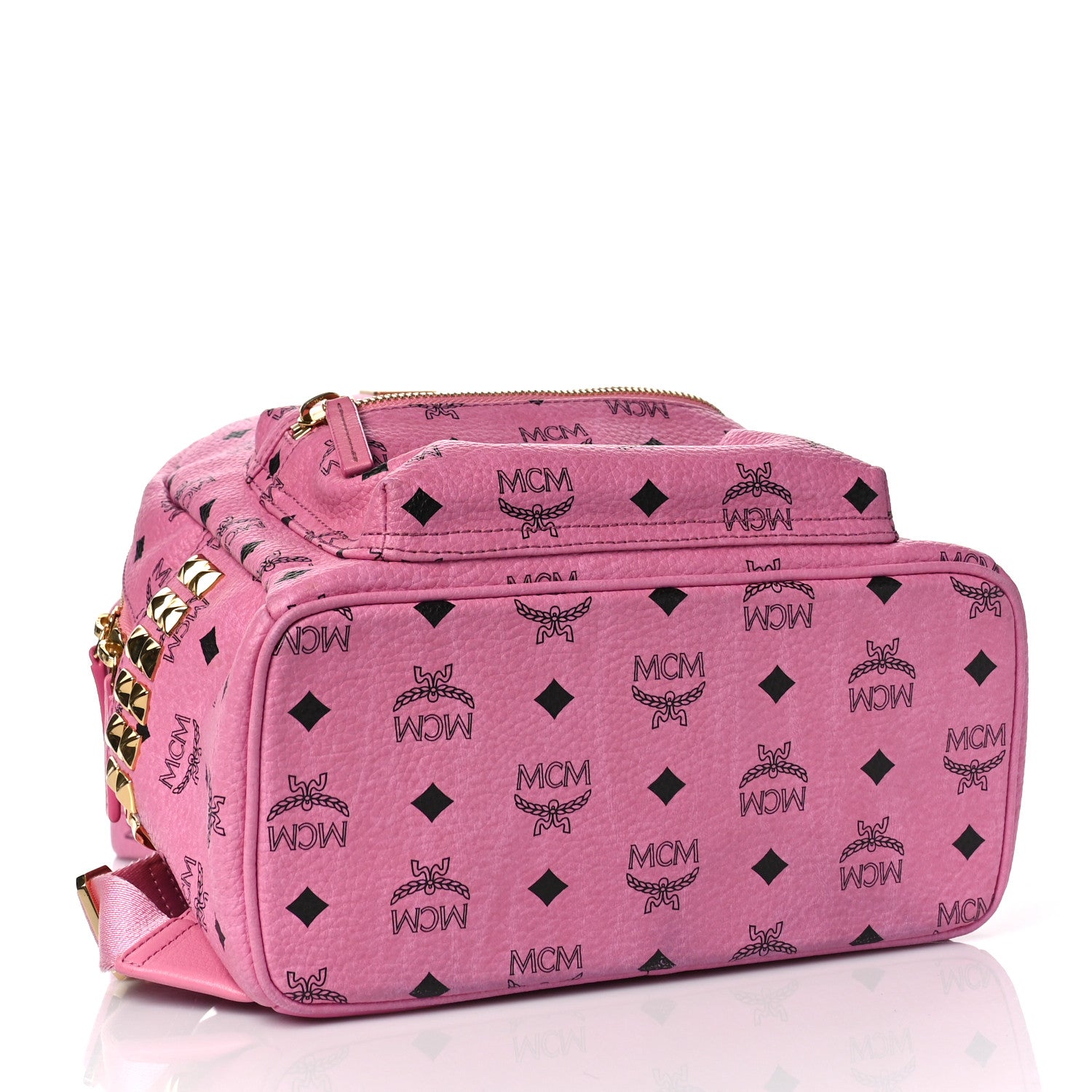 MCM Visetos Small Side Stud Stark Backpack Pink 4 of 9