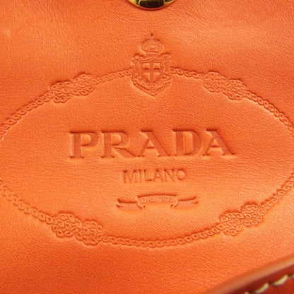 Prada Leather Pushlock Clutch Papaya 9 of 9