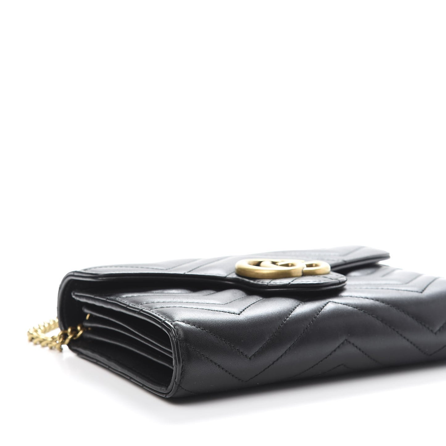 Calfskin Matelasse GG Marmont Chain Wallet Black