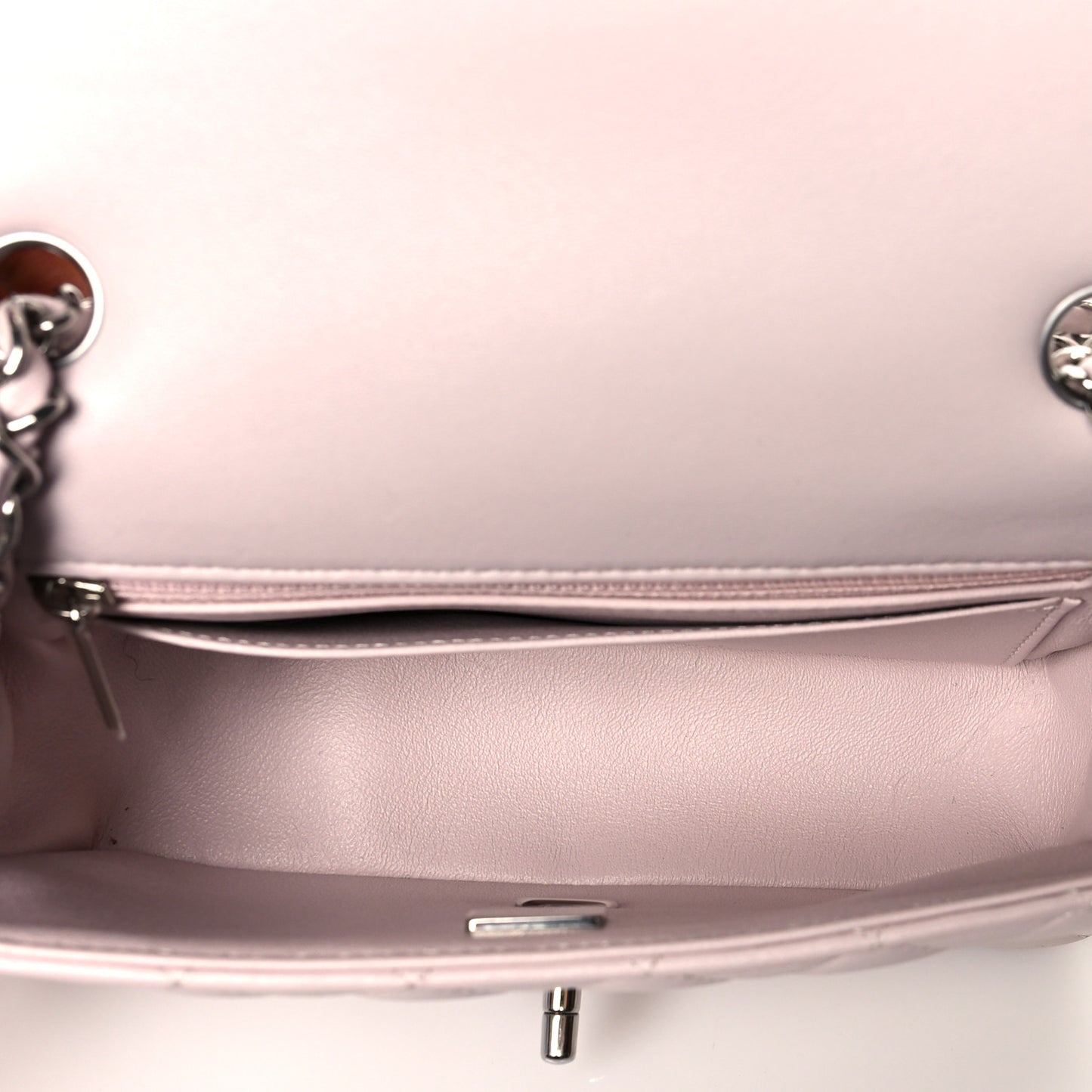 Lambskin Quilted Mini Rectangular Flap Light Purple