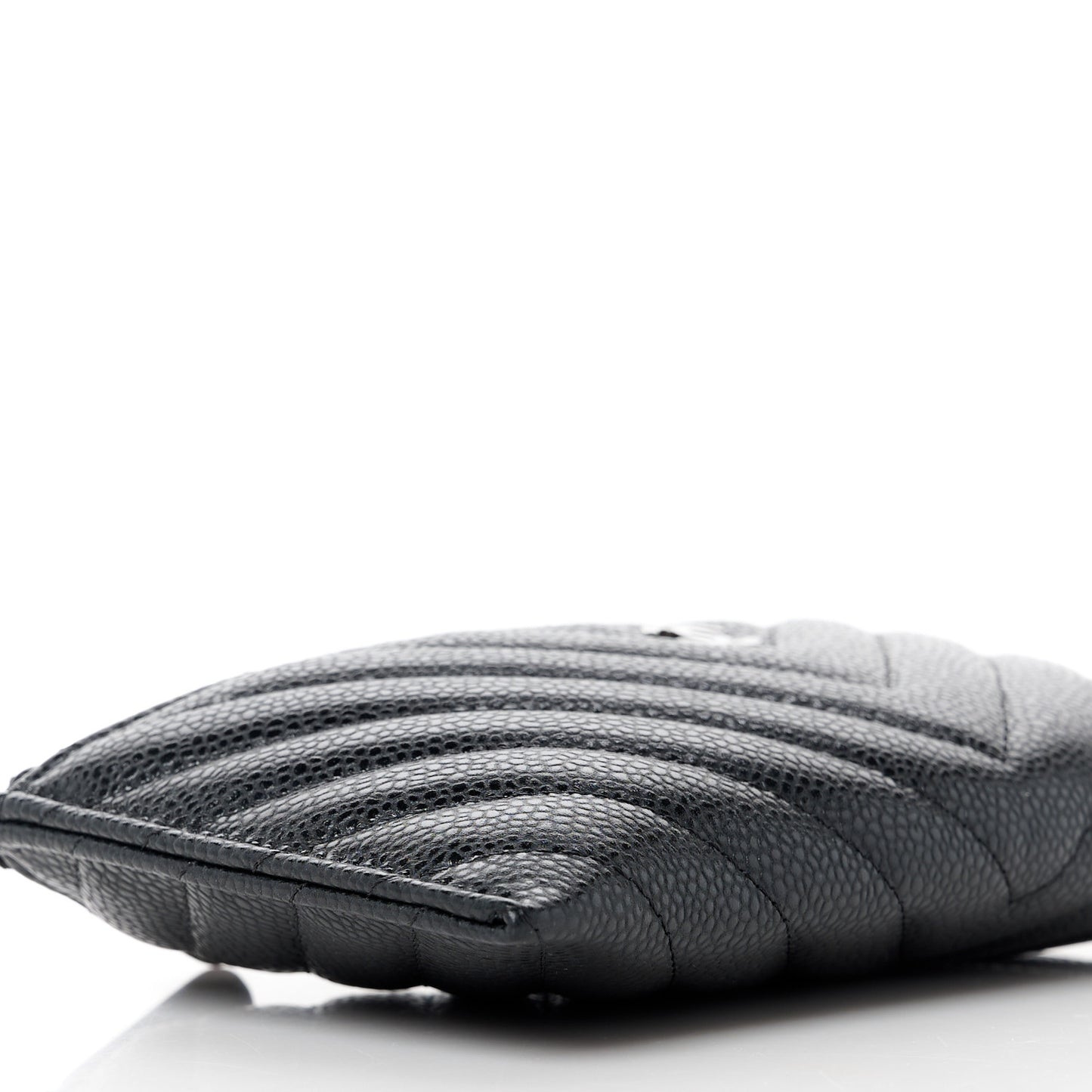 Caviar Chevron Quilted Zip Pouch Black