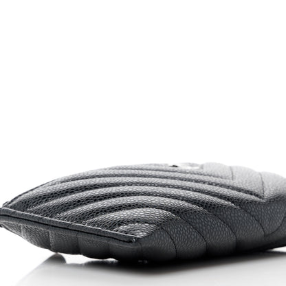 Chanel Caviar Chevron Quilted Zip Pouch Black 9 of 10