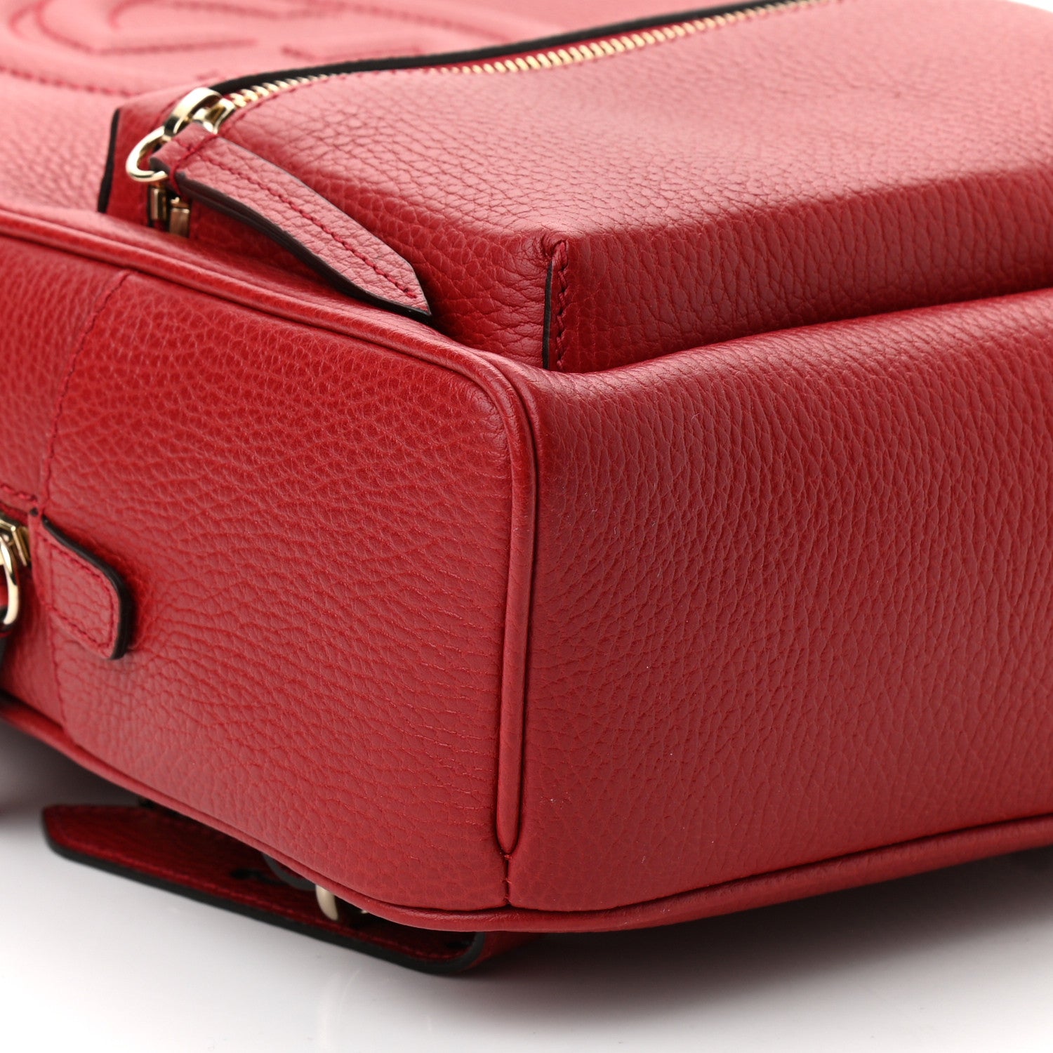 Gucci Pebbled Calfskin Soho Chain Backpack Hibiscus Red 9 of 10