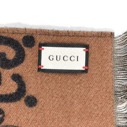 Gucci Wool Silk GG Monogram Fly Constellation Scarf Brown Black 4 of 4