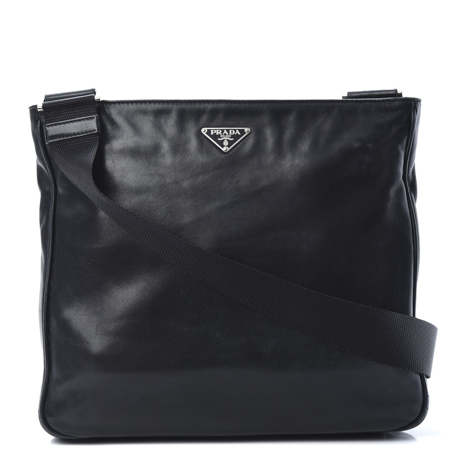 Prada Nappa Flat Messenger Bag Black 1 of 15