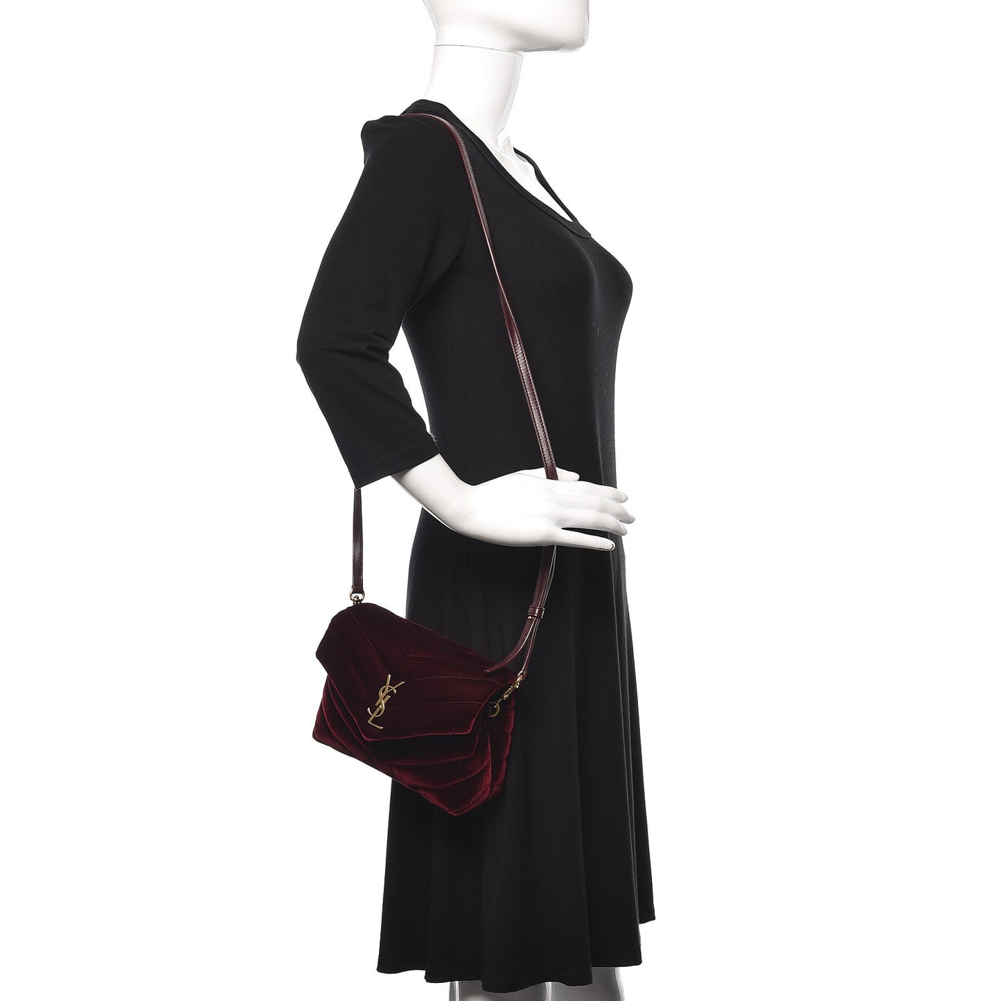 Velvet Y Quilted Monogram Toy Loulou Crossbody Bag French Burgundy