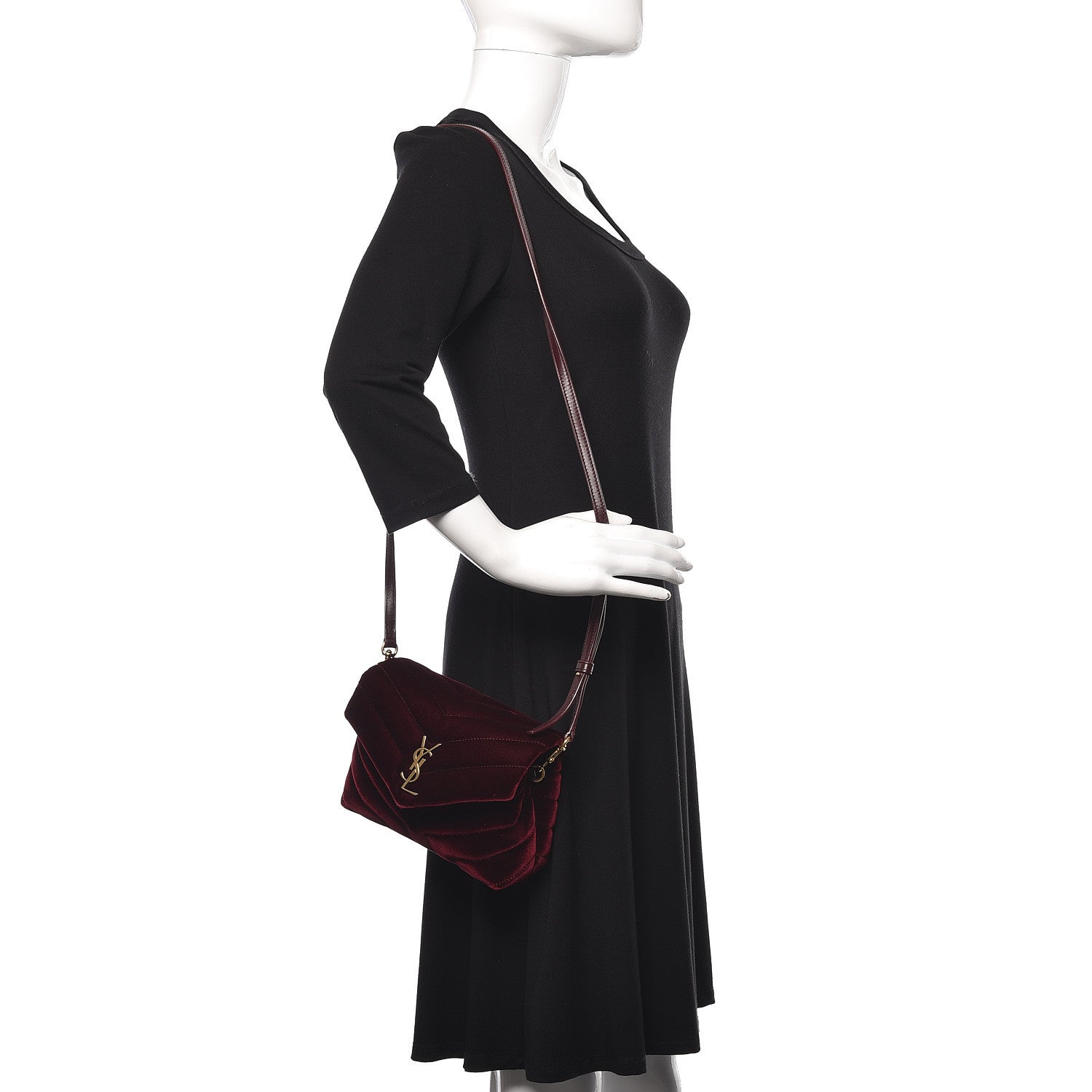 Saint Laurent Velvet Y Quilted Monogram Toy Loulou Crossbody Bag French Burgundy 2 of 11
