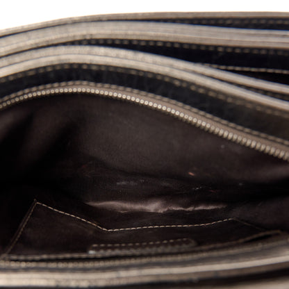 Chanel Metallic Crackled Calfskin Medium Clam's Pocket Flap Dark Silver 12 of 15