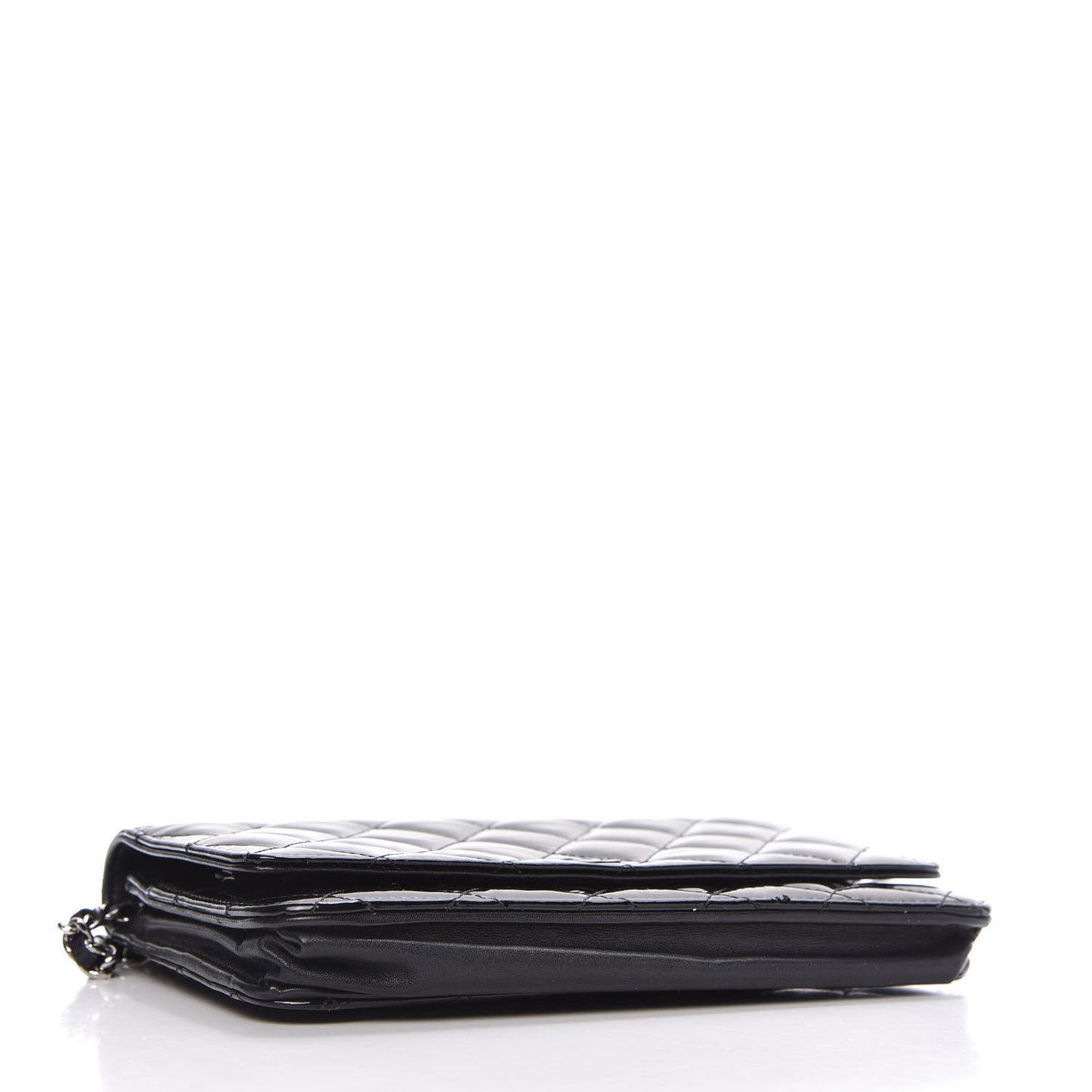 Patent Quilted Wallet On Chain WOC Black