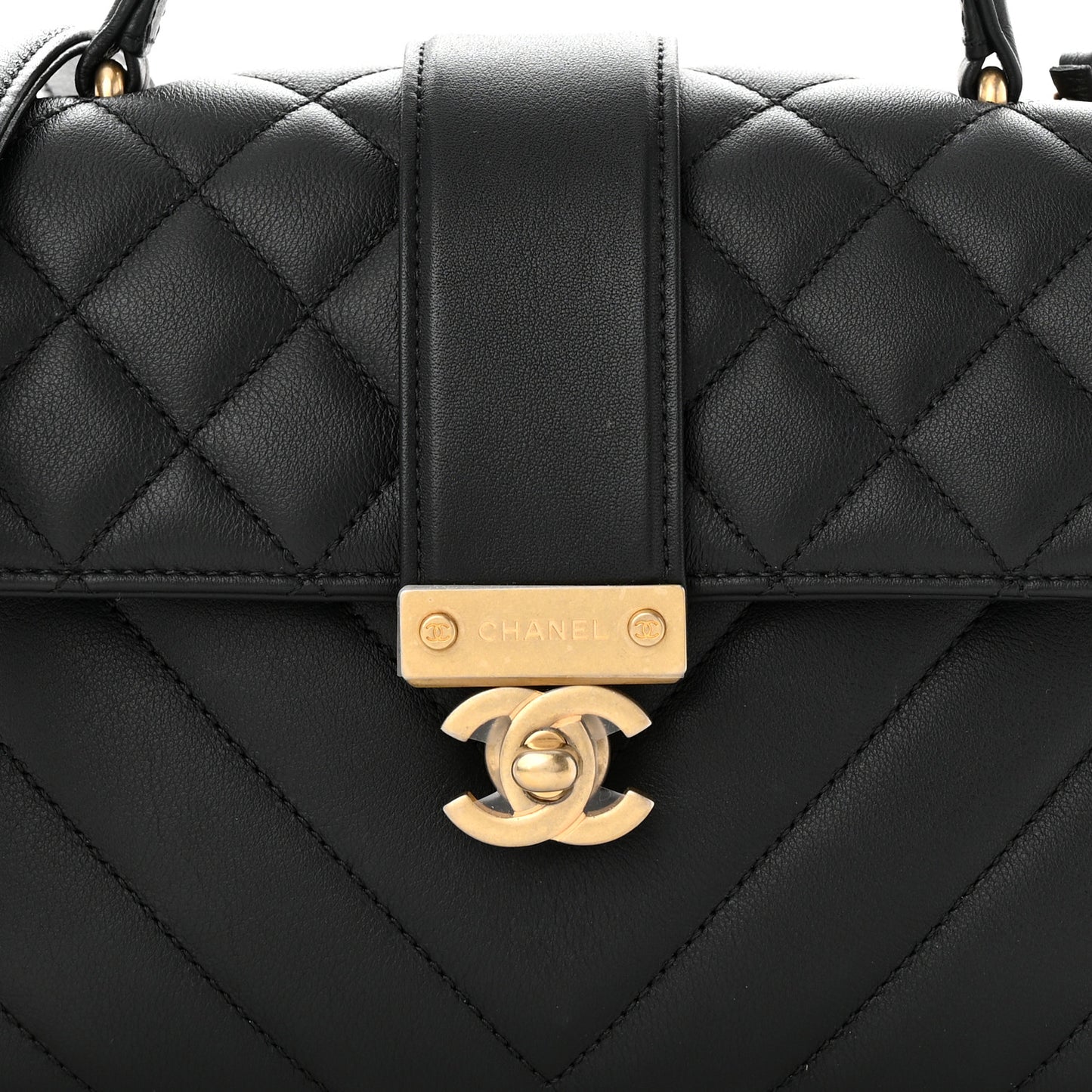 Calfskin Quilted Chevron In The City Bag Black