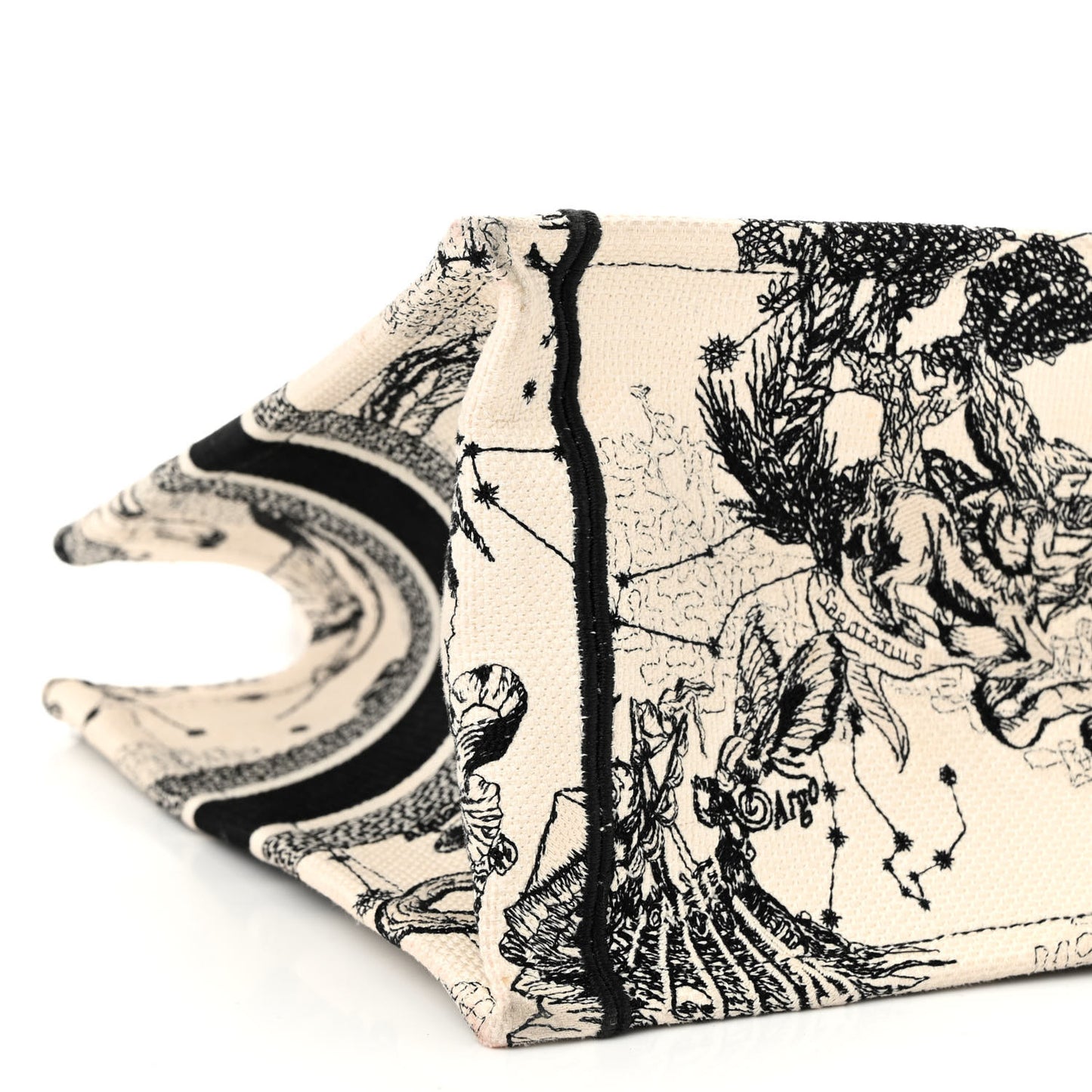 Canvas Zodiac Toile De Jouy Embroidered Medium Book Tote Latte