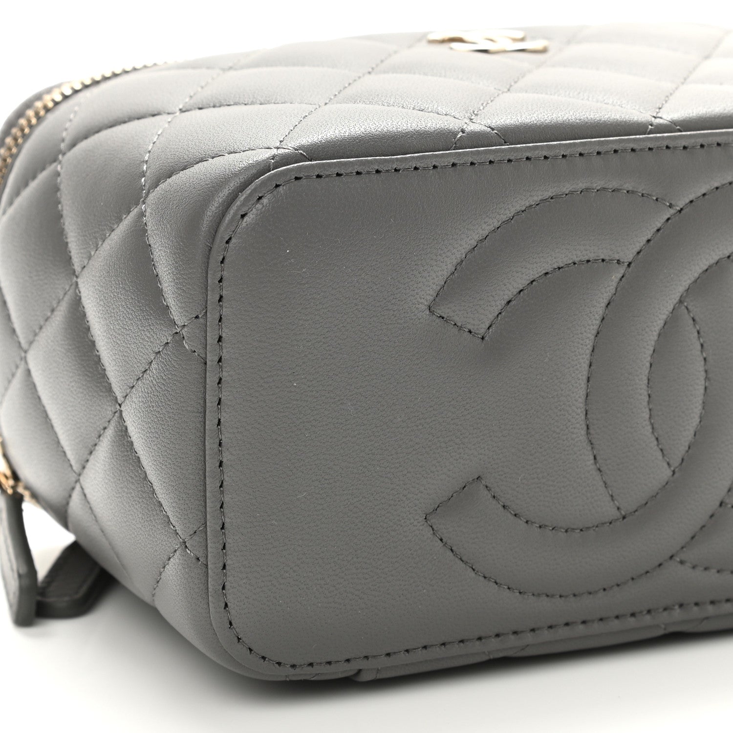 Chanel Lambskin Quilted Small Top Handle Vanity Case With Chain Grey 10 of 12