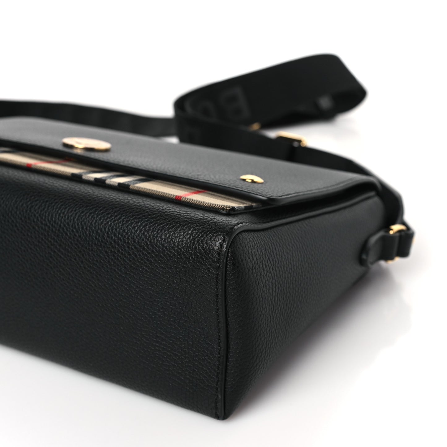 Grainy Calfskin Vintage Check Note Crossbody Bag Black