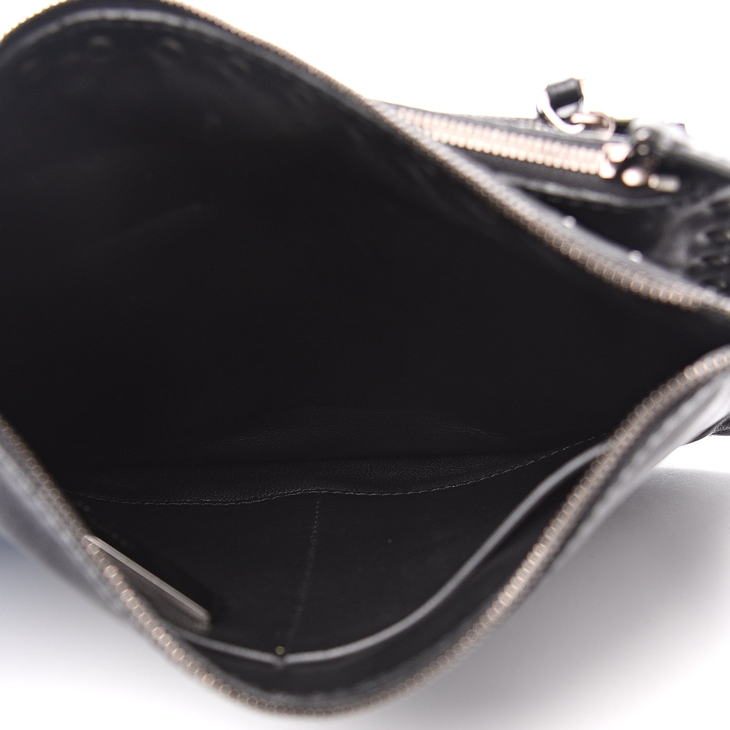 Valentino Garavani Vitello Rockstud Triple Zip Wristlet Pouch Black 4 of 10