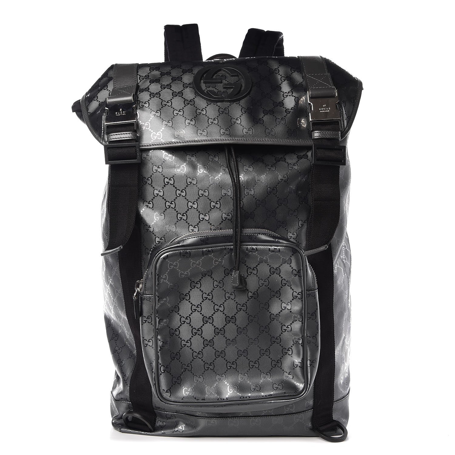 Gucci Imprime Monogram Large Interlocking G Double Buckle Backpack Platinum Grey 1 of 7