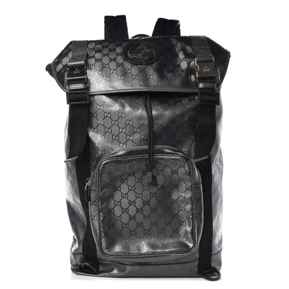 Gucci Imprime Monogram Large Interlocking G Double Buckle Backpack Platinum Grey 1 of 7
