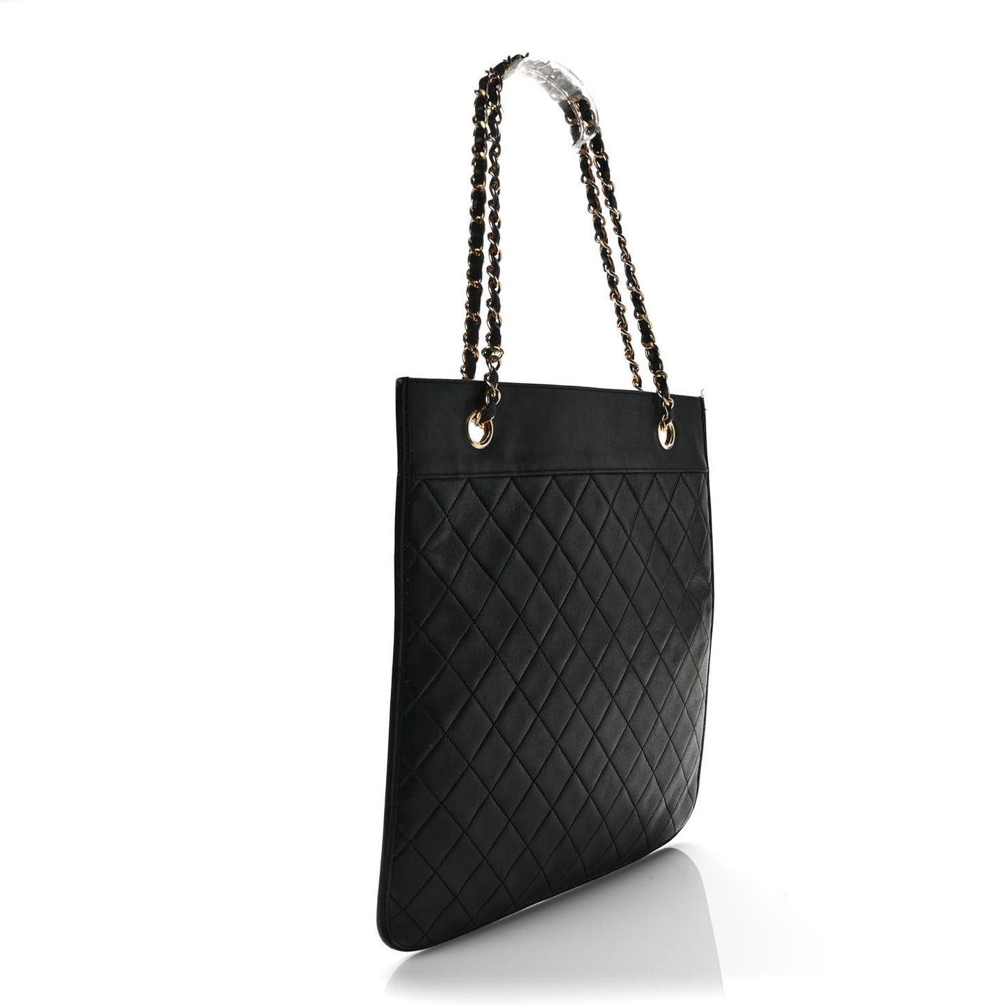 Lambskin Quilted Flat Tote Black