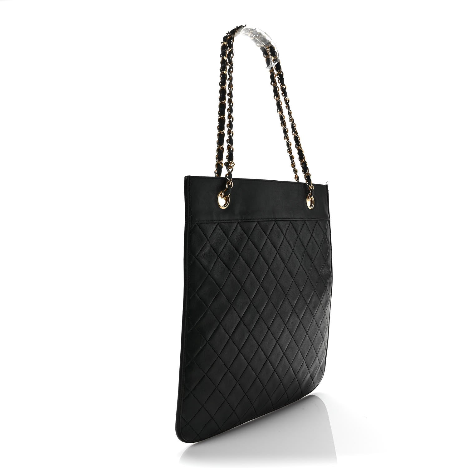 Chanel Lambskin Quilted Flat Tote Black 3 of 12