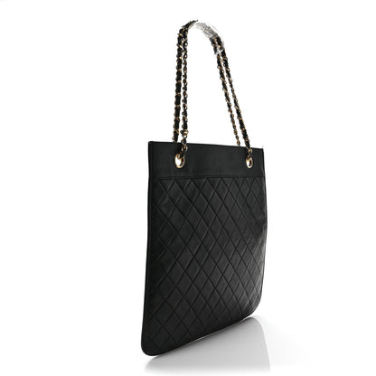 Chanel Lambskin Quilted Flat Tote Black 3 of 12