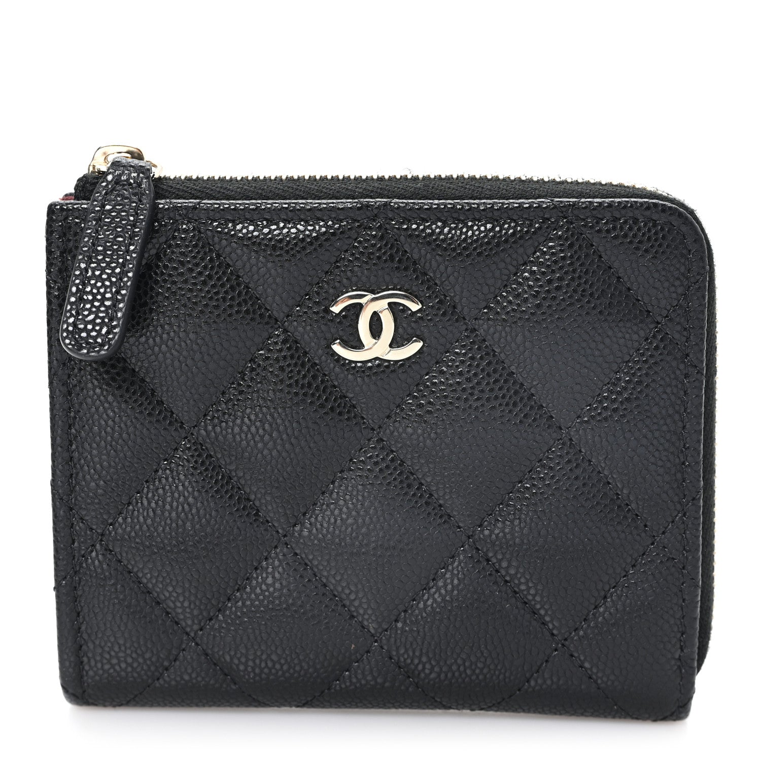 Chanel Caviar Quilted CC Zip Around Card Holder Wallet Black 1 of 7