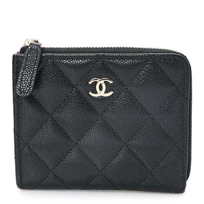 Chanel Caviar Quilted CC Zip Around Card Holder Wallet Black 1 of 7