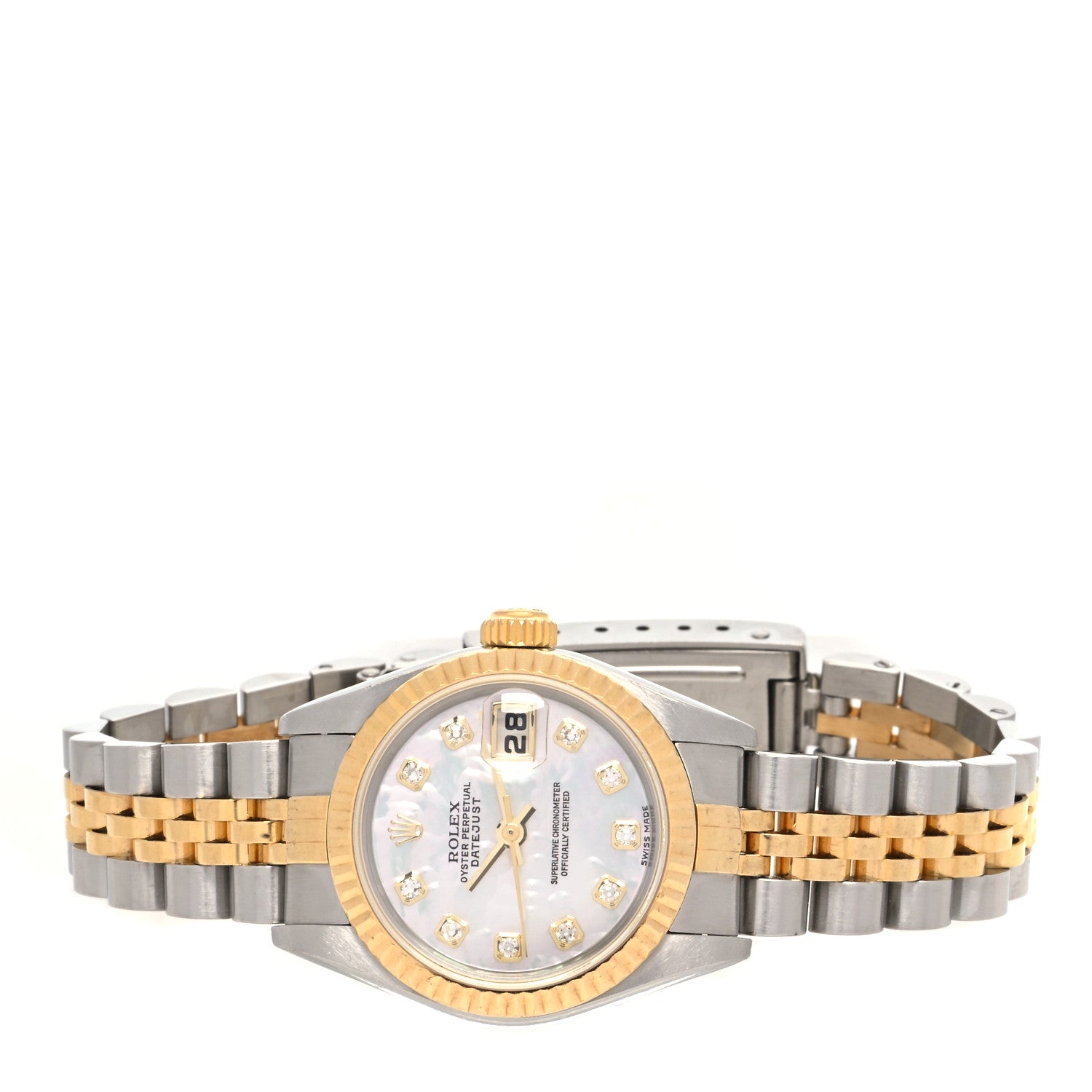 Rolex Stainless Steel 18K Yellow Gold Diamond Mother of Pearl 26mm Oyster Perpetual Datejust Watch 79173 2 of 4