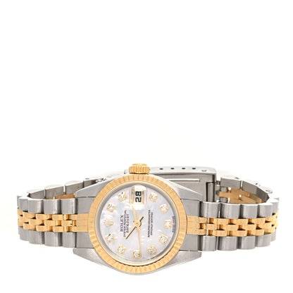 Rolex Stainless Steel 18K Yellow Gold Diamond Mother of Pearl 26mm Oyster Perpetual Datejust Watch 79173 2 of 4