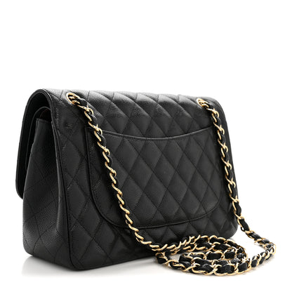 Chanel Caviar Quilted Jumbo Double Flap Black Black 3 of 16