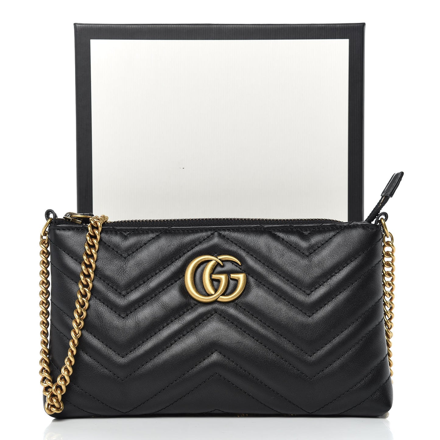 Calfskin Matelasse Mini GG Marmont Chain Bag Black