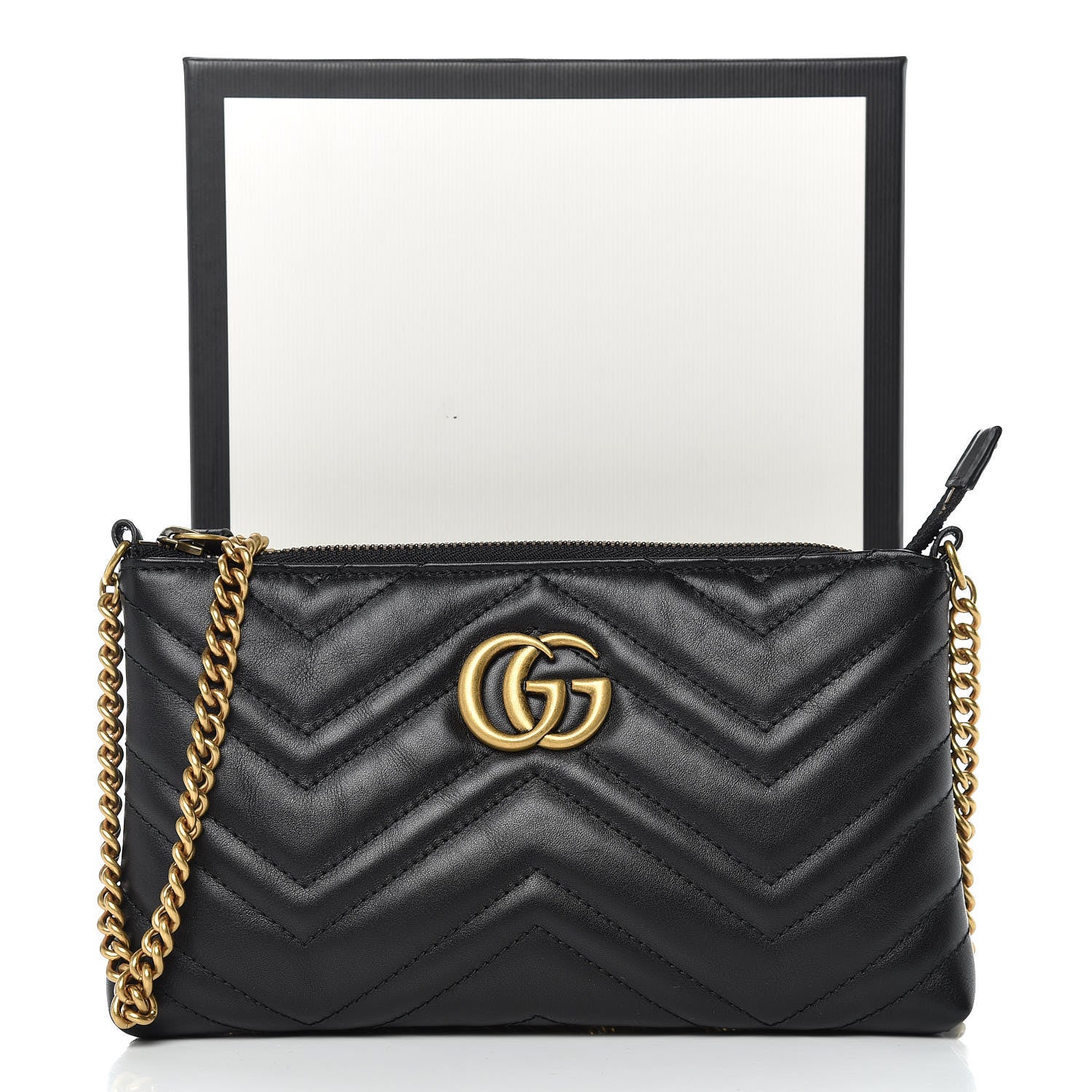 Gucci Calfskin Matelasse Mini GG Marmont Chain Bag Black 10 of 10