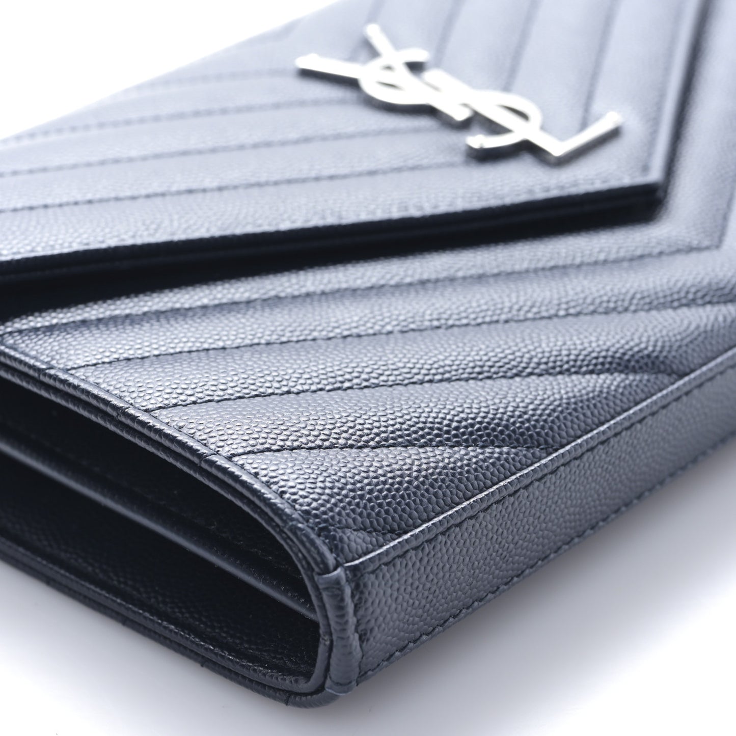 Grain De Poudre Matelasse Chevron Monogram Chain Wallet Deep Marine
