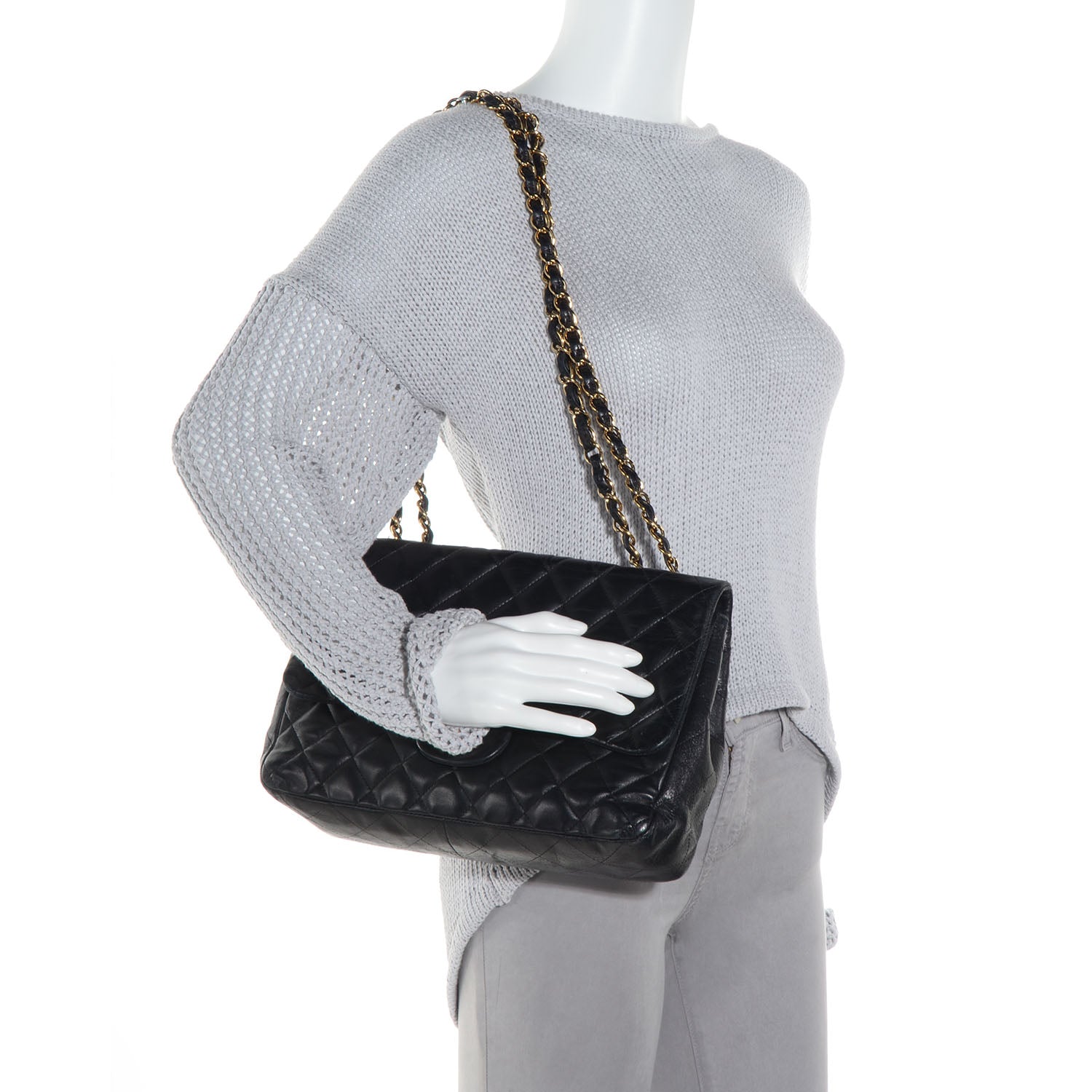 Chanel Lambskin Quilted Jumbo Single Flap Black 2 of 8