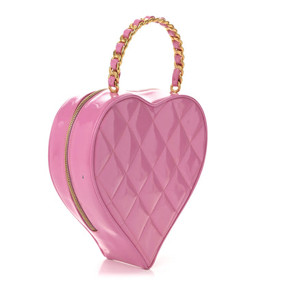 Chanel Patent Quilted CC Barbie Heart Vanity Case Pink 4 of 25