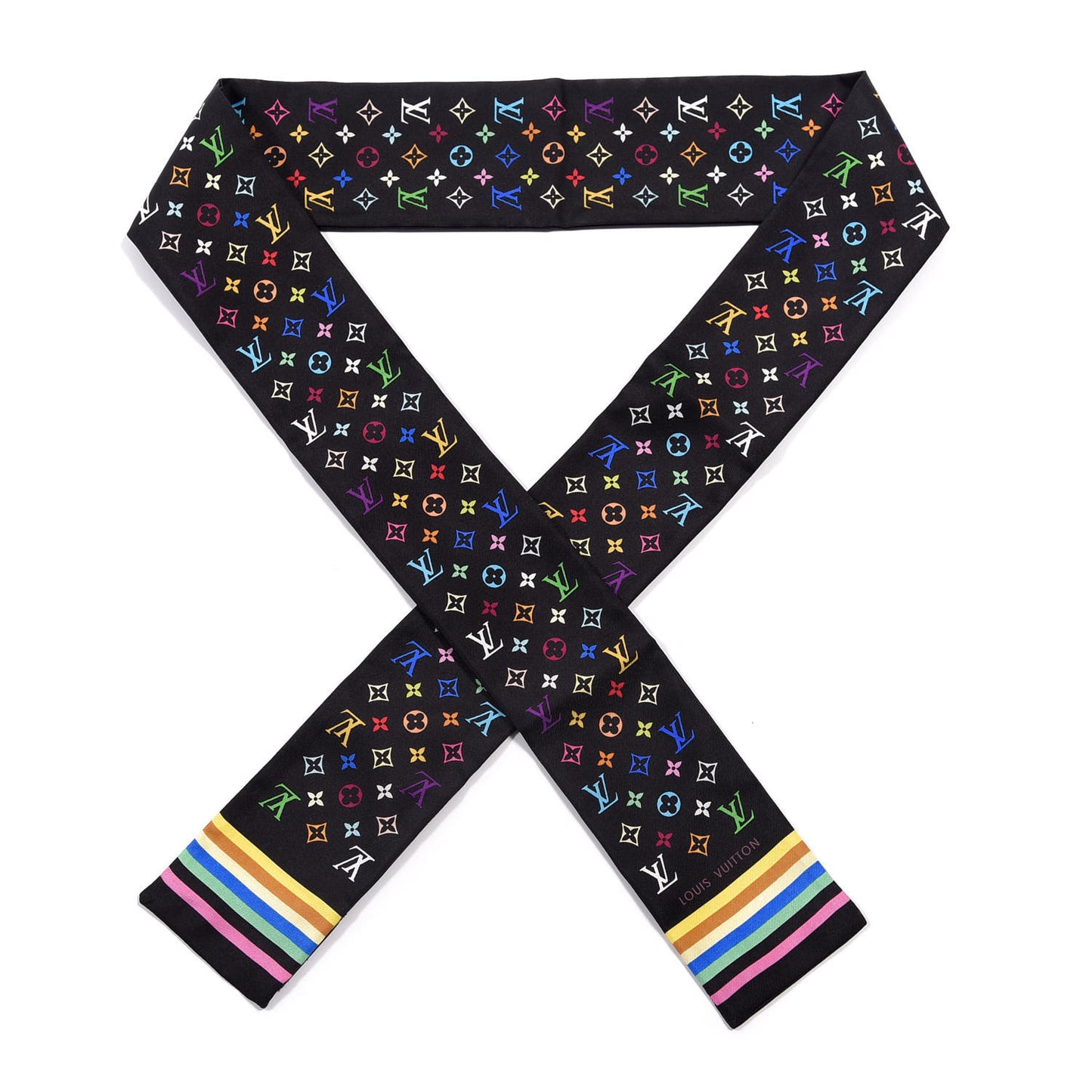Silk Monogram Multicolor Bandeau Black