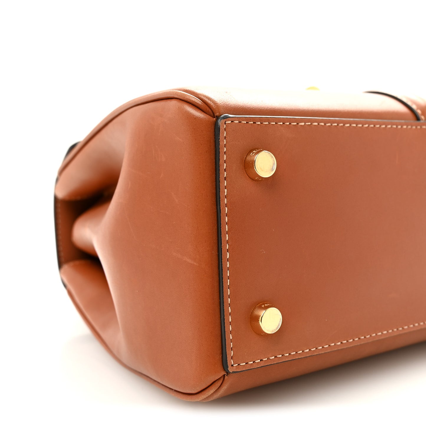 Satinated Calfskin Small 16 Top Handle Bag Tan