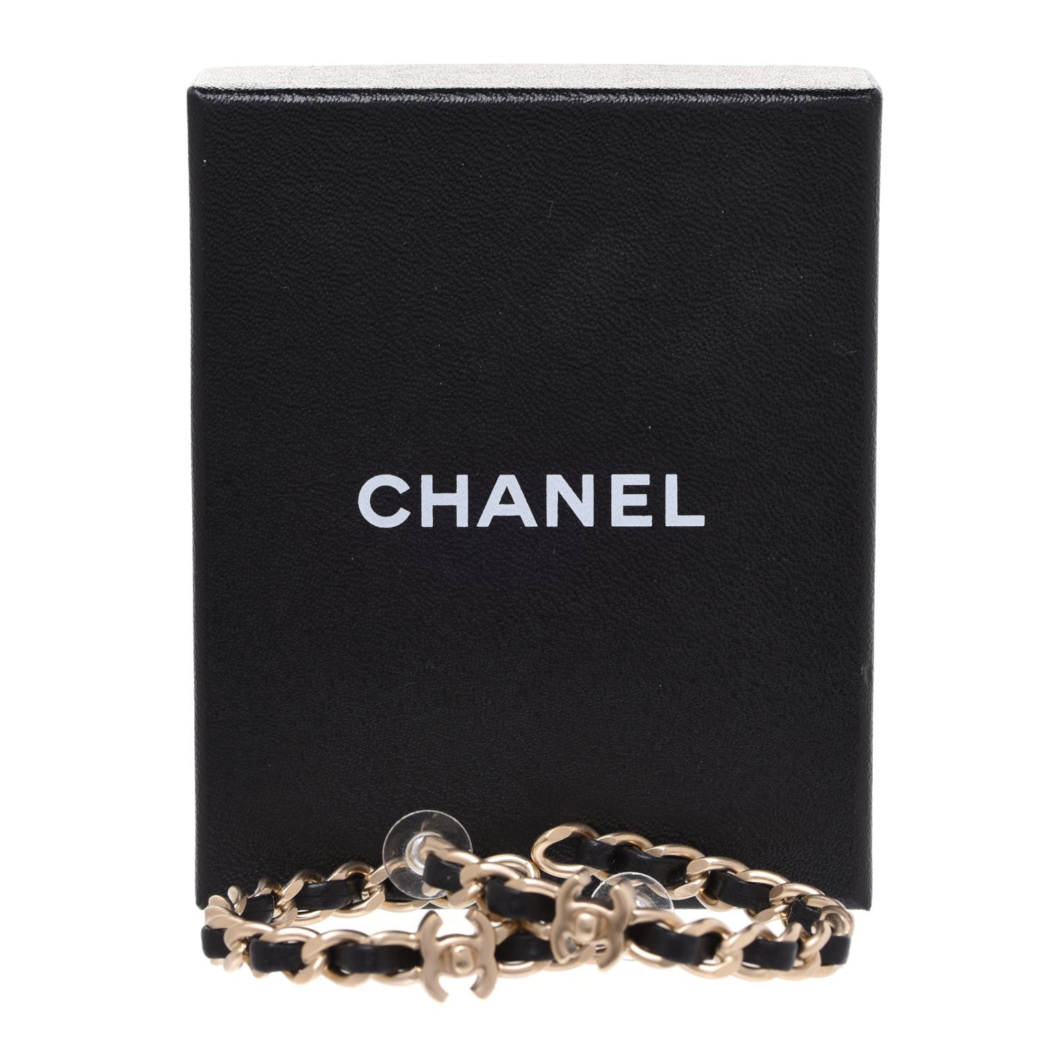 Chanel Lambskin CC Turnlock Chain Hoop Earrings Gold Black 4 of 4