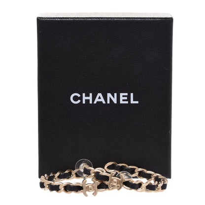 Chanel Lambskin CC Turnlock Chain Hoop Earrings Gold Black 4 of 4