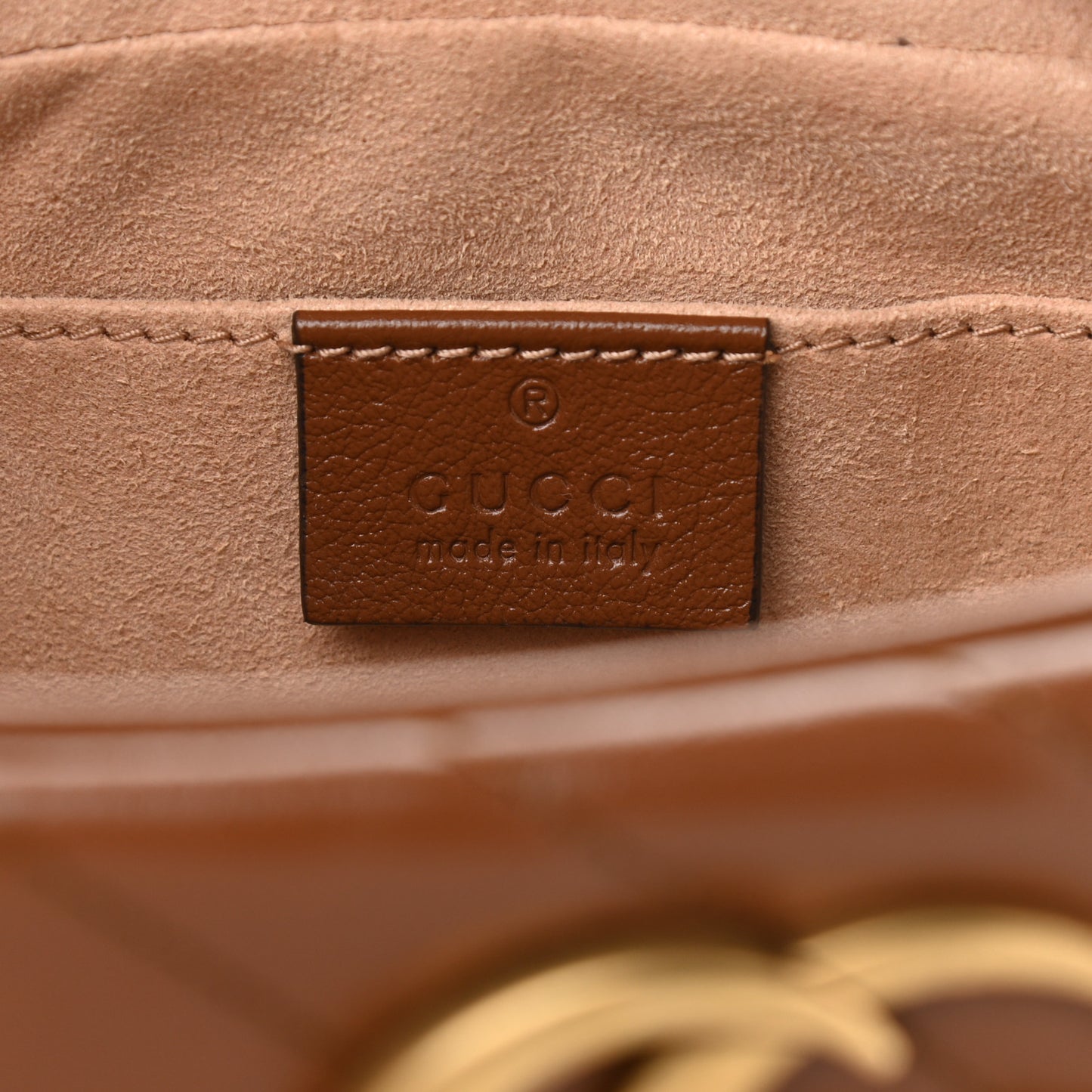 Glazed Calfskin Matelasse Diagonal Small GG Marmont Chain Shoulder Bag Cuir