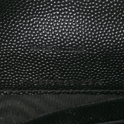 Saint Laurent Grain De Poudre Matelasse Chevron Monogram Envelope Chain Wallet Black 6 of 7