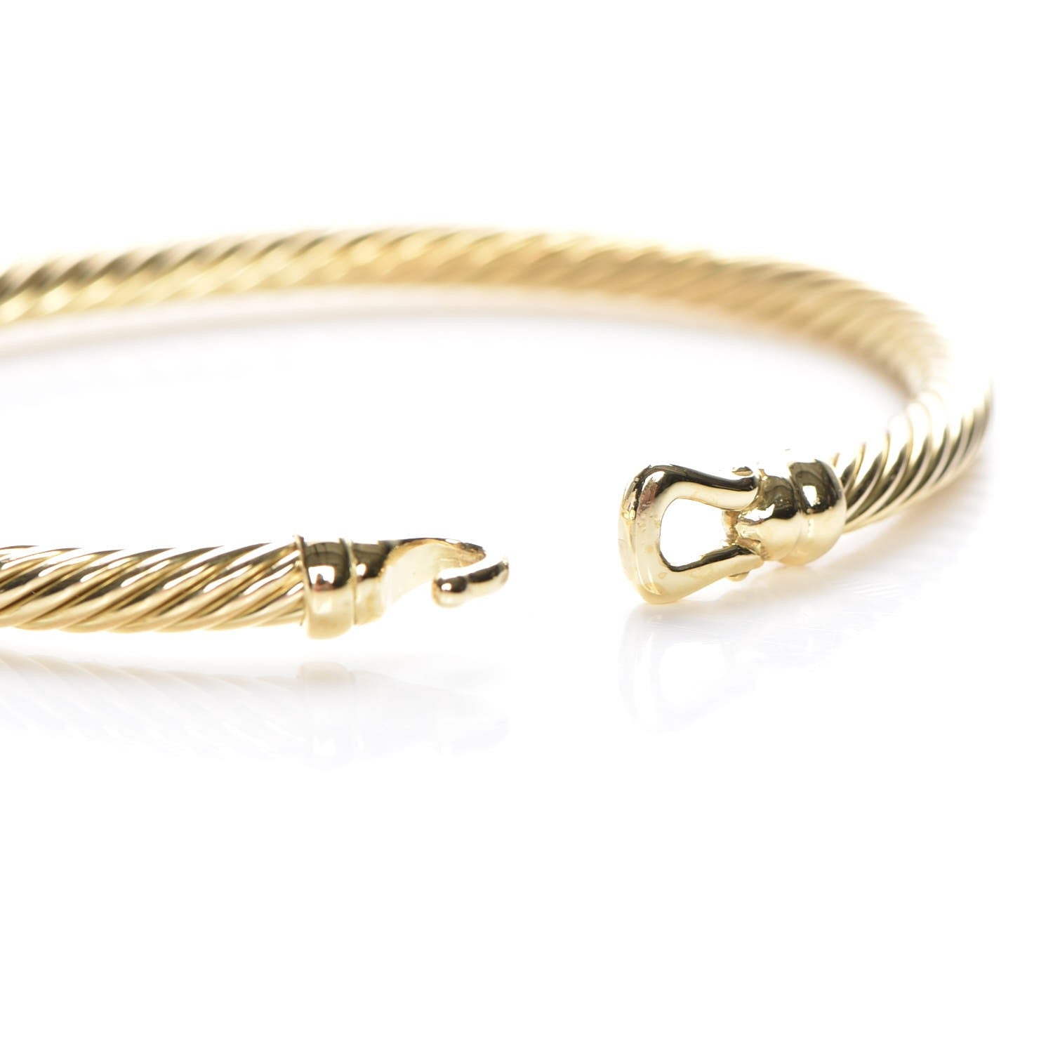 David Yurman 18K Yellow Gold 4mm Cable Buckle Bracelet 4 of 6
