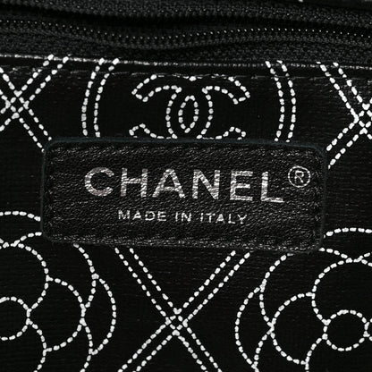Chanel Coated Canvas Camellia Medium Shopping Tote Black Beige 6 of 8