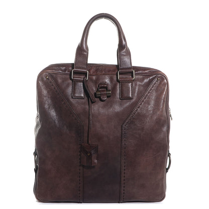 Saint Laurent Tumbled Leather Square Muse Zip Around Tote Brown 1 of 8