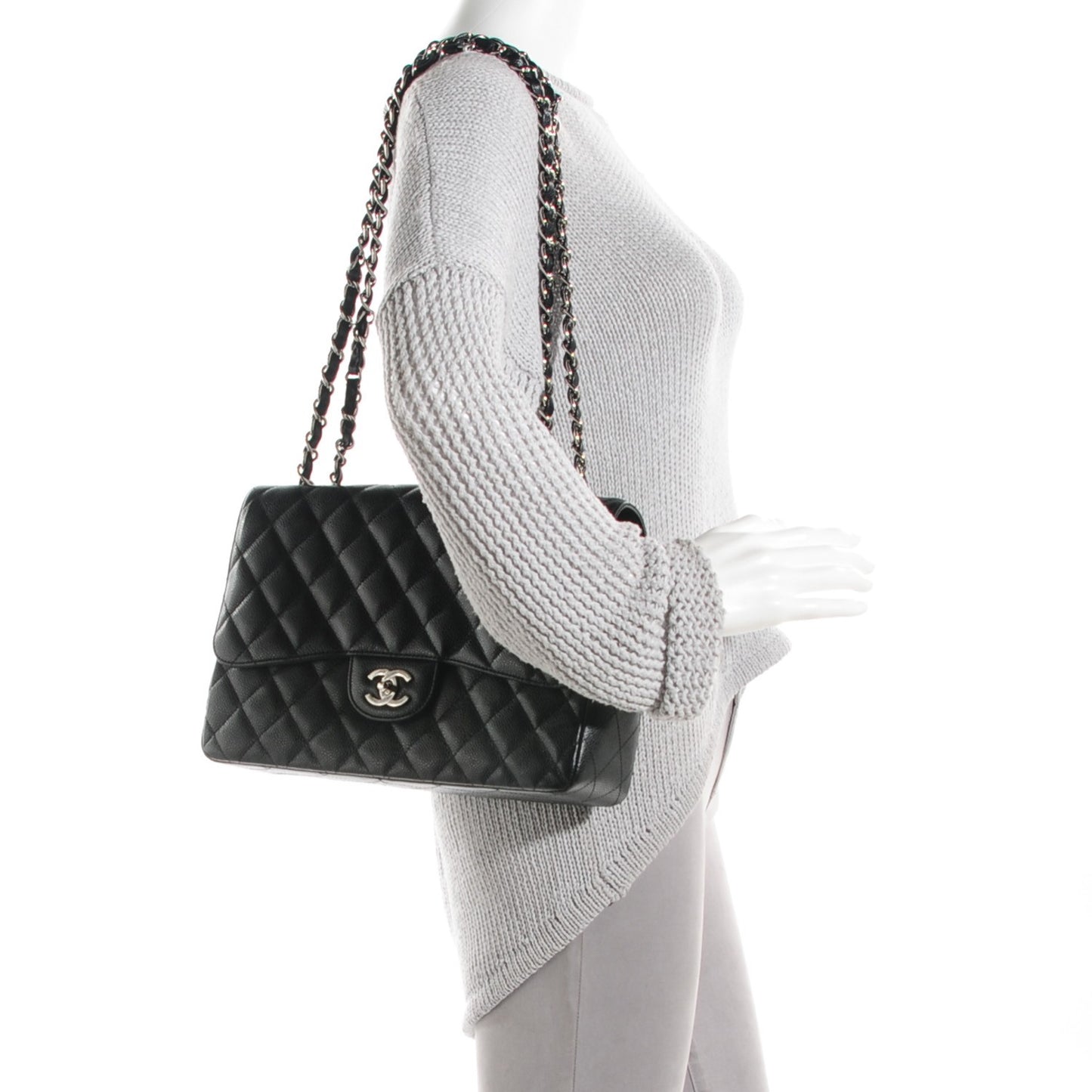 Caviar Quilted Jumbo Single Flap Black