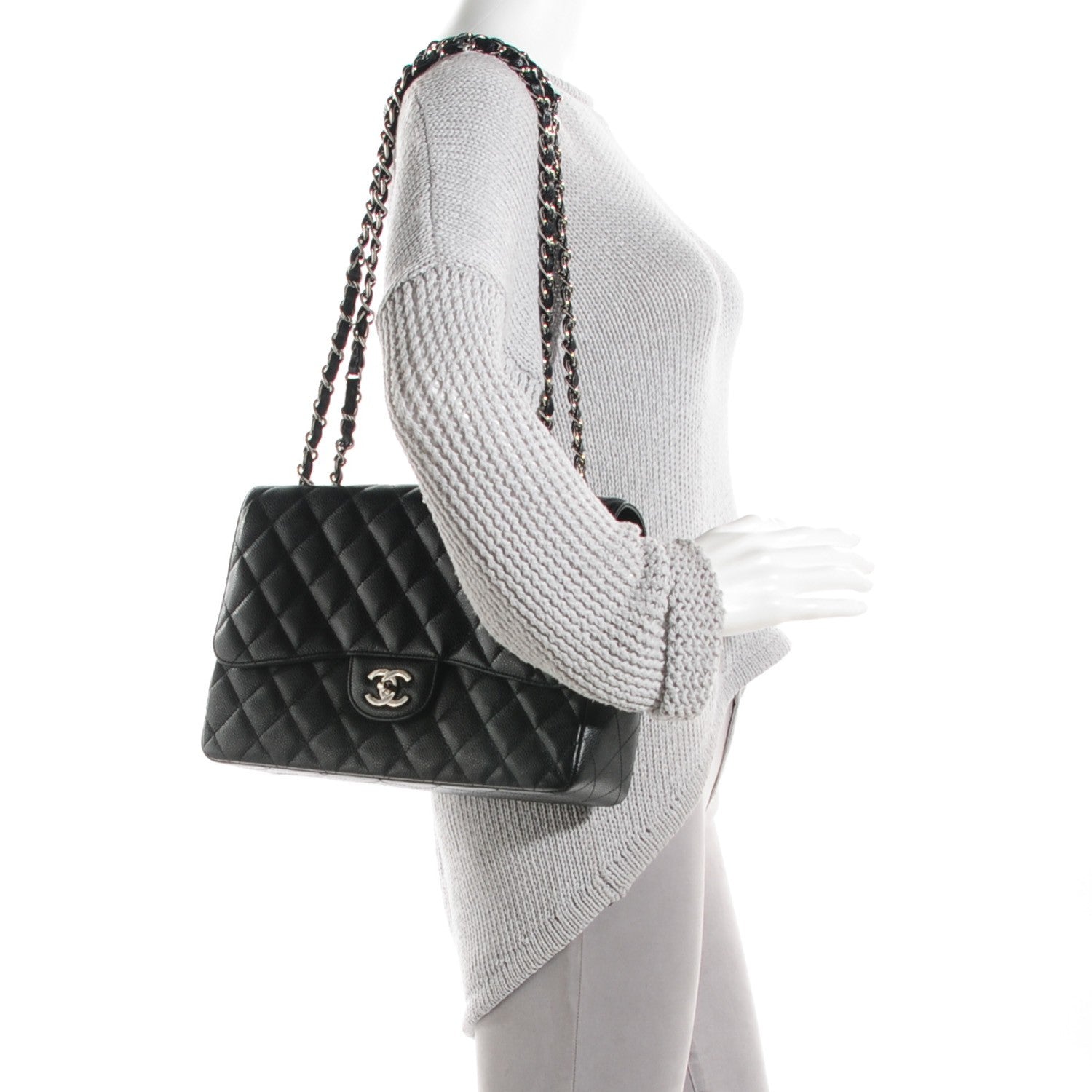 Chanel Caviar Quilted Jumbo Single Flap Black 2 of 8