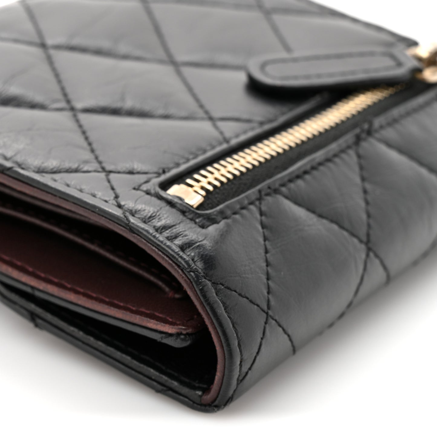 Aged Calfskin Quilted Reissue Compact Wallet Black