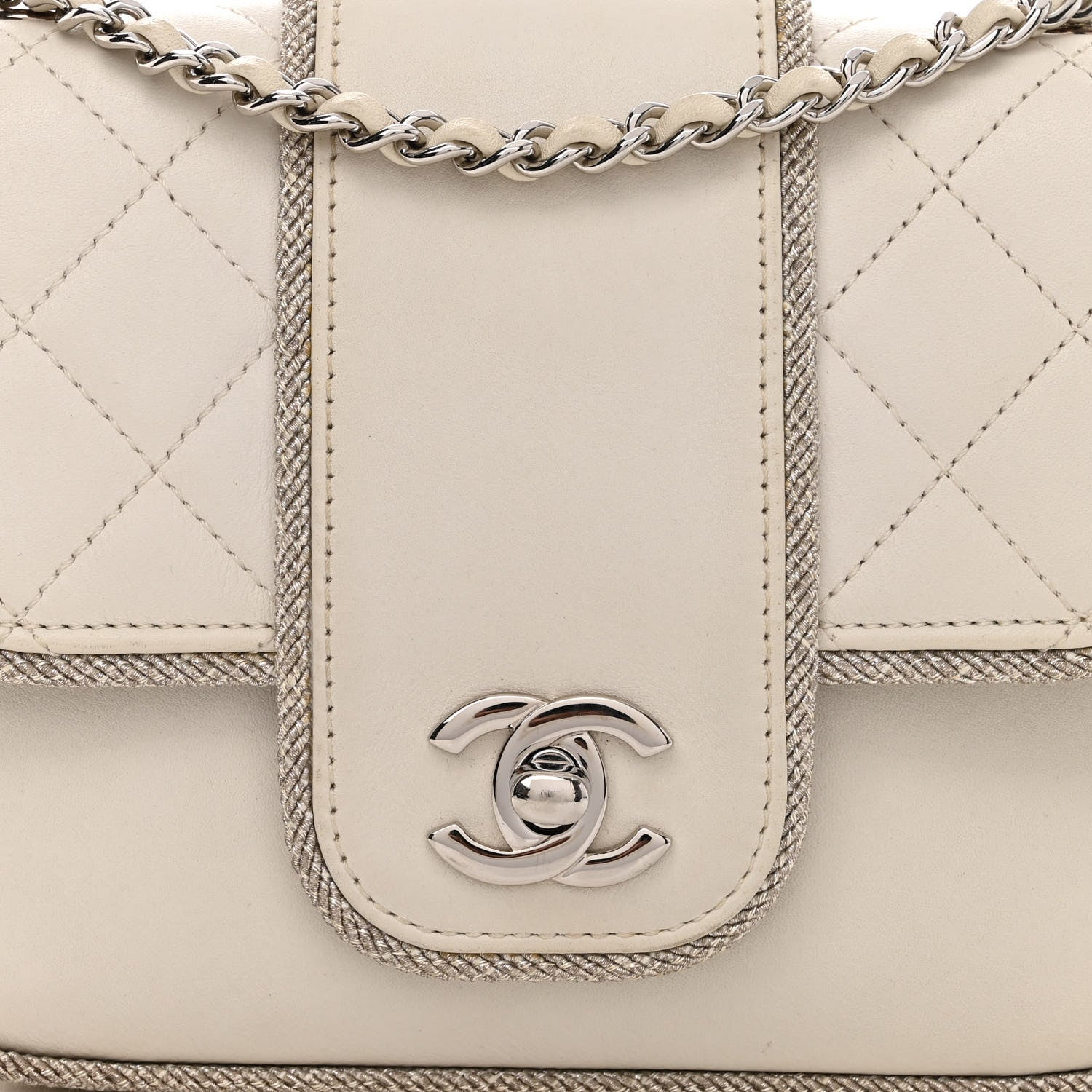 Chanel Lambskin Lurex Quilted Elementary Chic Mini Flap White 8 of 11