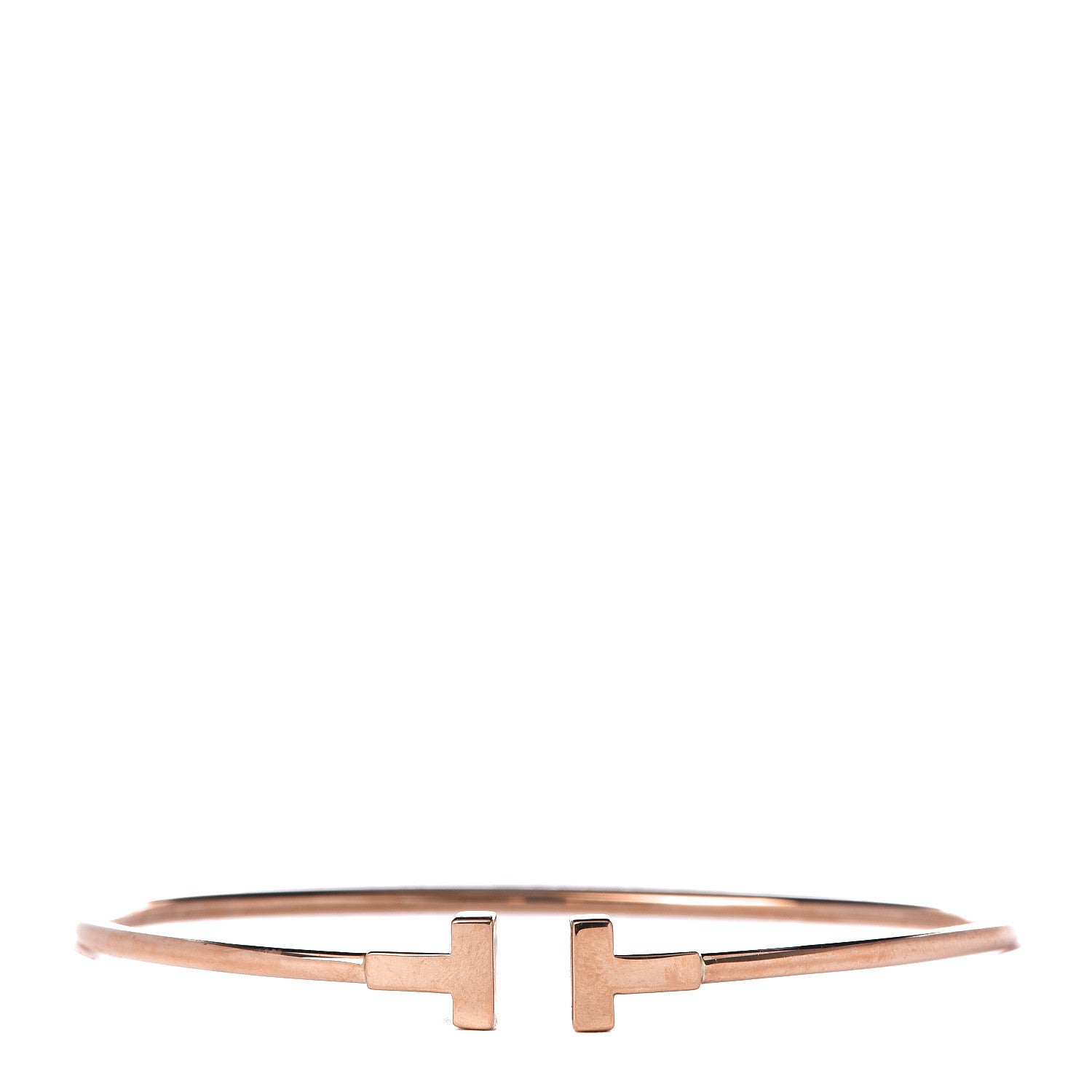 Tiffany 18K Rose Gold Narrow T Wire Bracelet 1 of 5