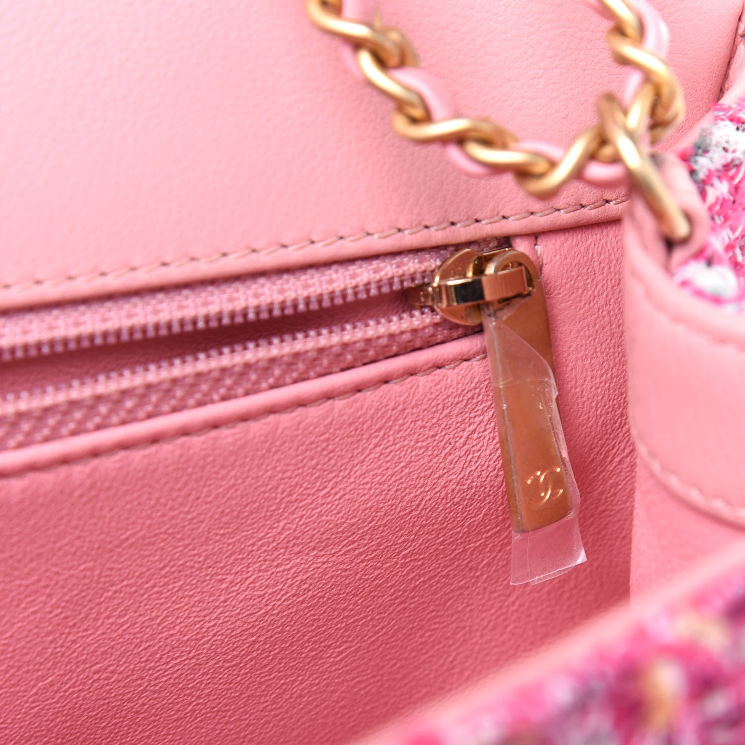 Chanel Tweed Lambskin Quilted Small CC Filigree Flap Pink 8 of 16
