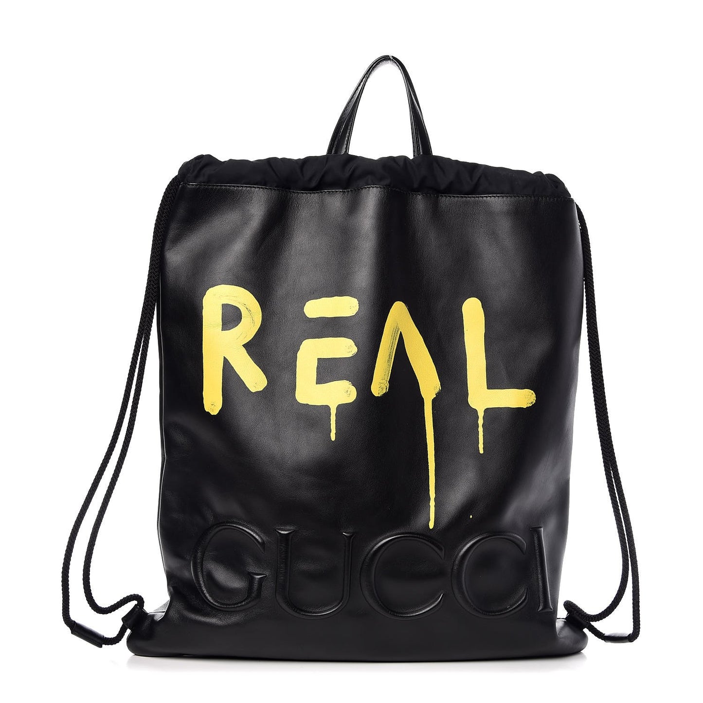 Calfskin Small GucciGhost Drawstring Backpack Black